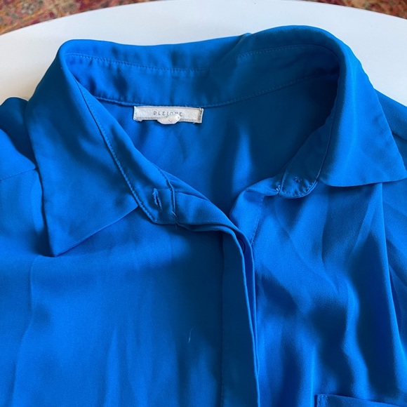 Pleione Royal Blue Button Down Blouse - Picture 6 of 7